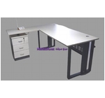 BUREAU MELAMINE 1.60 AVEC RETOUR +CAISON  PIED METALIQUE 