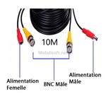 CABLE CAMERA SURVEILLANCE  BNC+ALIM BLANC 10M 