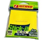 NOTES ADHESIVES JAUNE PASTEL 100F 75x75 MM  TECHNO 5079/5274 