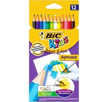 CRAYON COULEUR BT12LONG  AQUACOULEUR BIC Crayons de couleur aquarellables Etui...