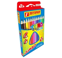 CRAYON COULEUR BT12LONG JUMBO TRINO TECHNO 5297 Des couleurs vives...