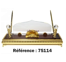 PORTE NOM BUREAU EN VERRE DOREE GOLDEN 75114 