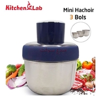 HACHOIR KITCHEN LAB 3 BOLS 350W 4 LAMES 
	couleur inox...