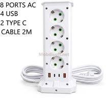 MULTIPRISE VERTICAL 08 PORT+2usb+2 TYPE-C 2M A104 