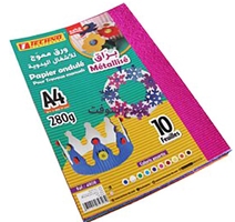 PAPIER ONDULE COULEURS METALIQUES  PQT DE 10PCS  TECHNO-4808 