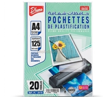 POCHETTE PLASTIFICATION A4  125 MIC 20F PLUMA  PL-2610 
