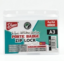 PORTE BADGE  PLUMA  A3 ZIP A003 PLUMA PL-1138 